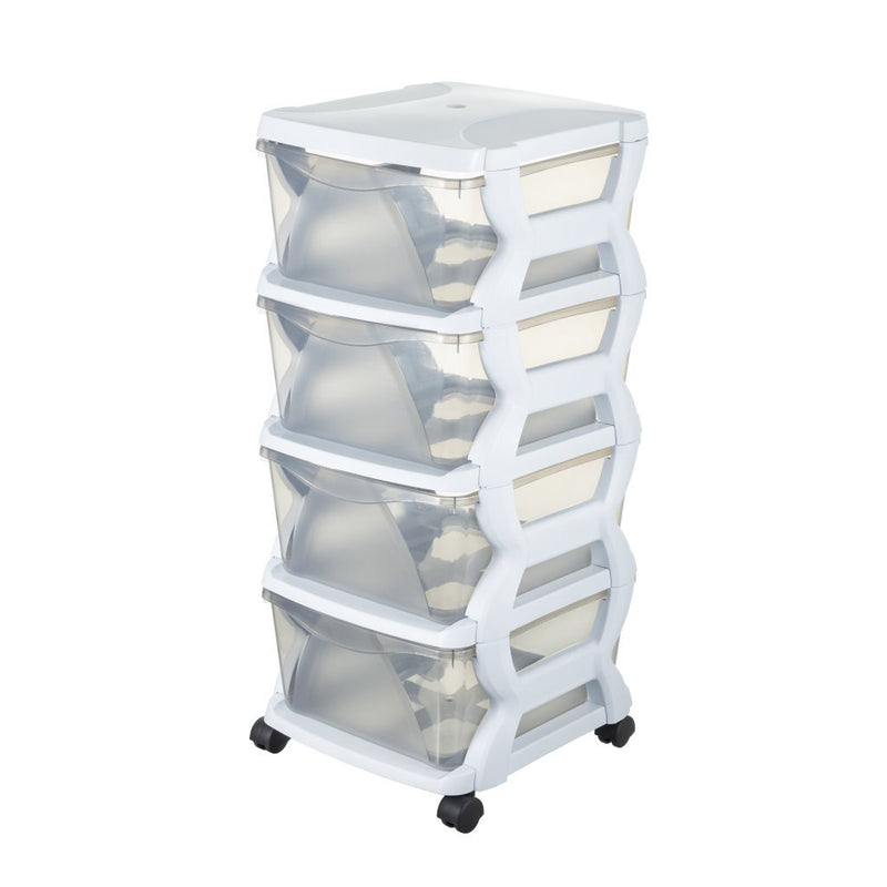 Sistema de cajones BAMA Insieme con ruedas 4 cajones 36x40x80 cm blanco transparente
