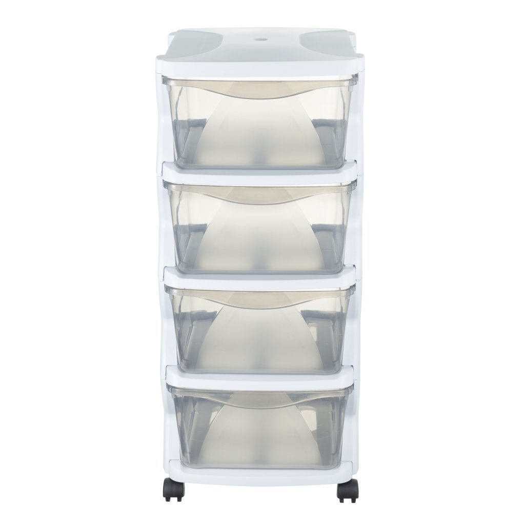 Bama insieme ladesysteem met wieltjes 4 laden 36x40x80 cm wit transparant