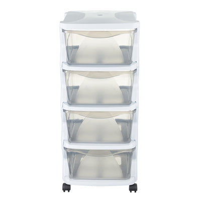 Bama insieme ladesysteem met wieltjes 4 laden 36x40x80 cm wit transparant