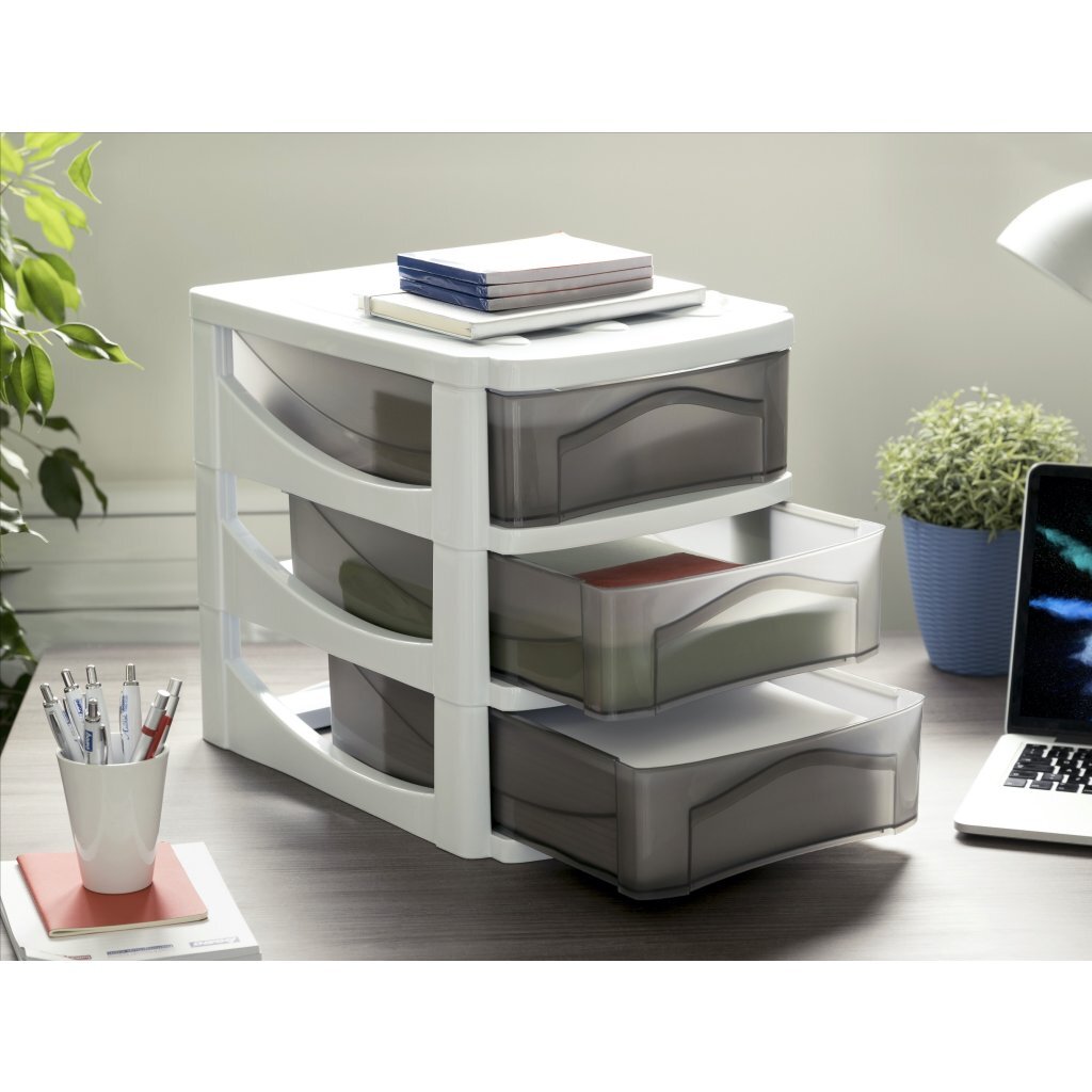 Bama big hobby ladesysteem met 3 laden 30x30x40 cm wit grijs