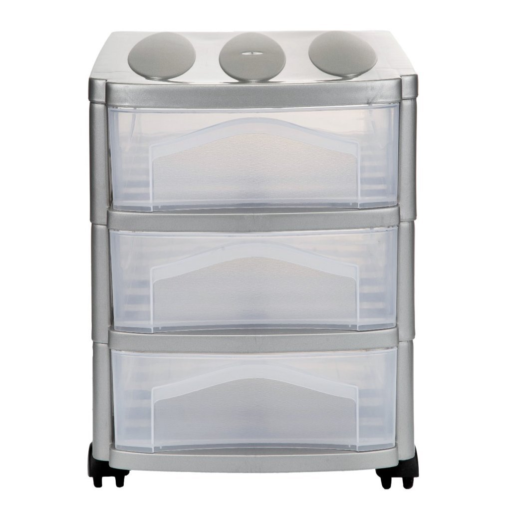 Bama big hobby ladesysteem met 3 laden 30x30x40 cm zilver wit