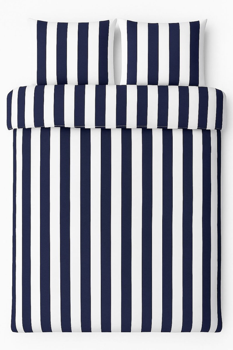Vtwonen - copripiumino a righe verticali - letti gemelli - 240x200 220 cm - blu navy