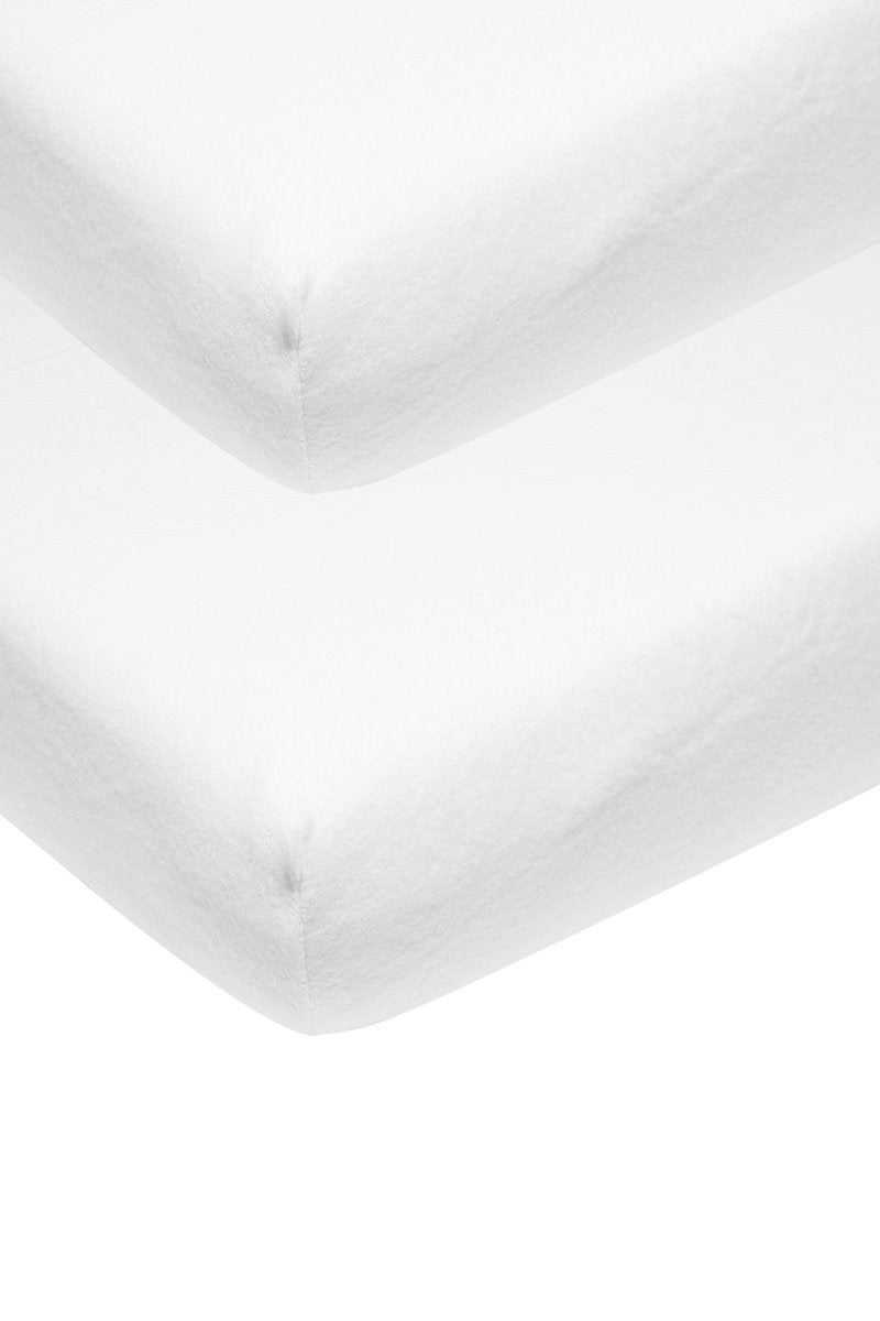 Meyco baby uni molton stretch hoeslaken juniorbed - 2-pack - white - 70x140 150cm