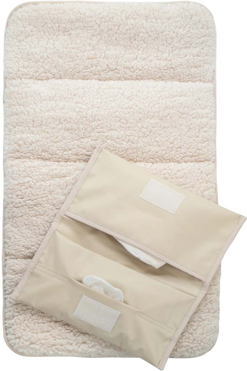 Kipkep verschoonset teddy - kleur cookie - verschoonmatje incl. luieretui - wasbaar - waterafstotende zijde - beige