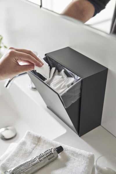Papelera de baño autoadhesiva Yamazaki - torre - negro