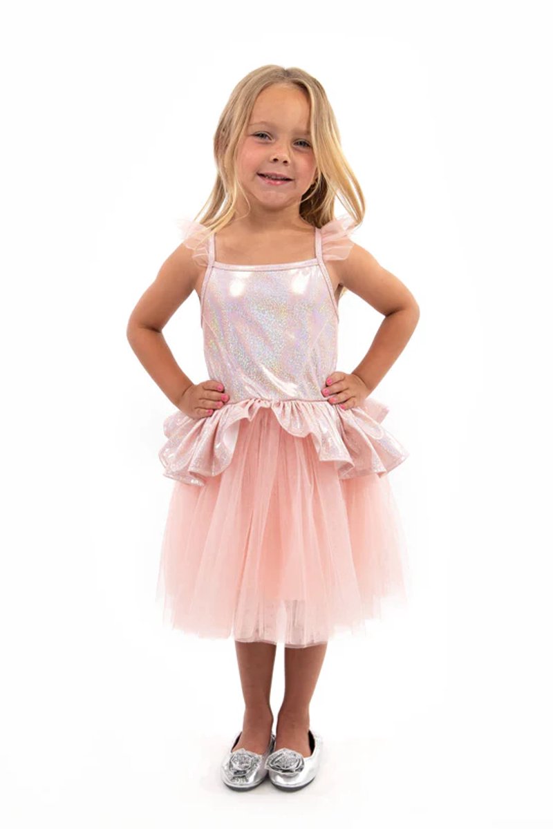 Pequeñas aventuras - vestido tutú dorado rosa – talla l (110-122)