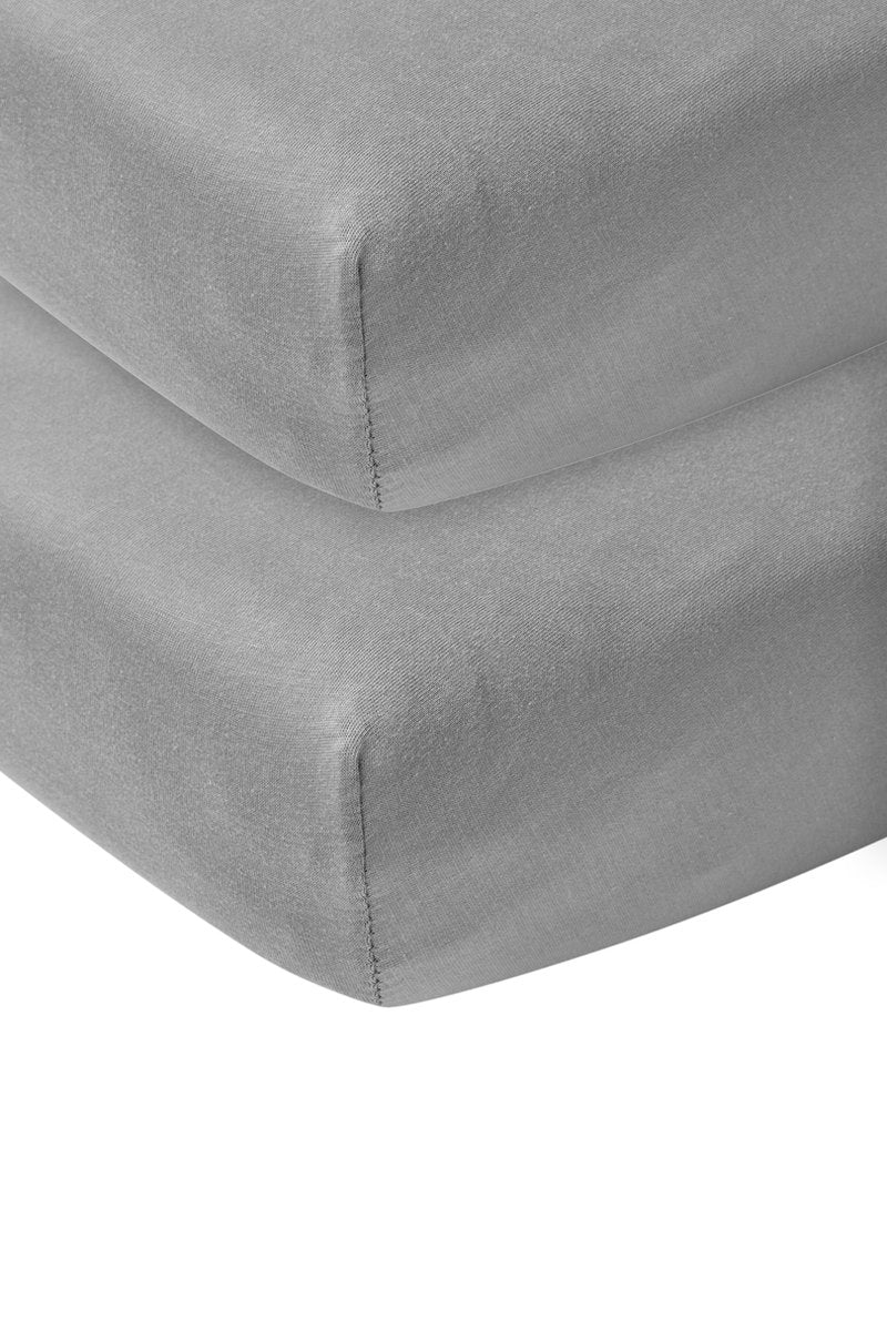 Meyco baby uni hoeslaken wieg - 2-pack - grey - 40x80 90cm