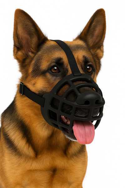 Bozal para perros Flamingo – bozal para perros de silicona suave ajustable – talla xxl – modelo benzo negro