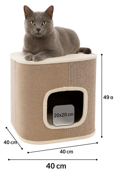 Flamingo scratching barrel for cats – scratching barrel george beige natural light brown s – 40x40x49 cm – compact and luxurious scratching furniture –