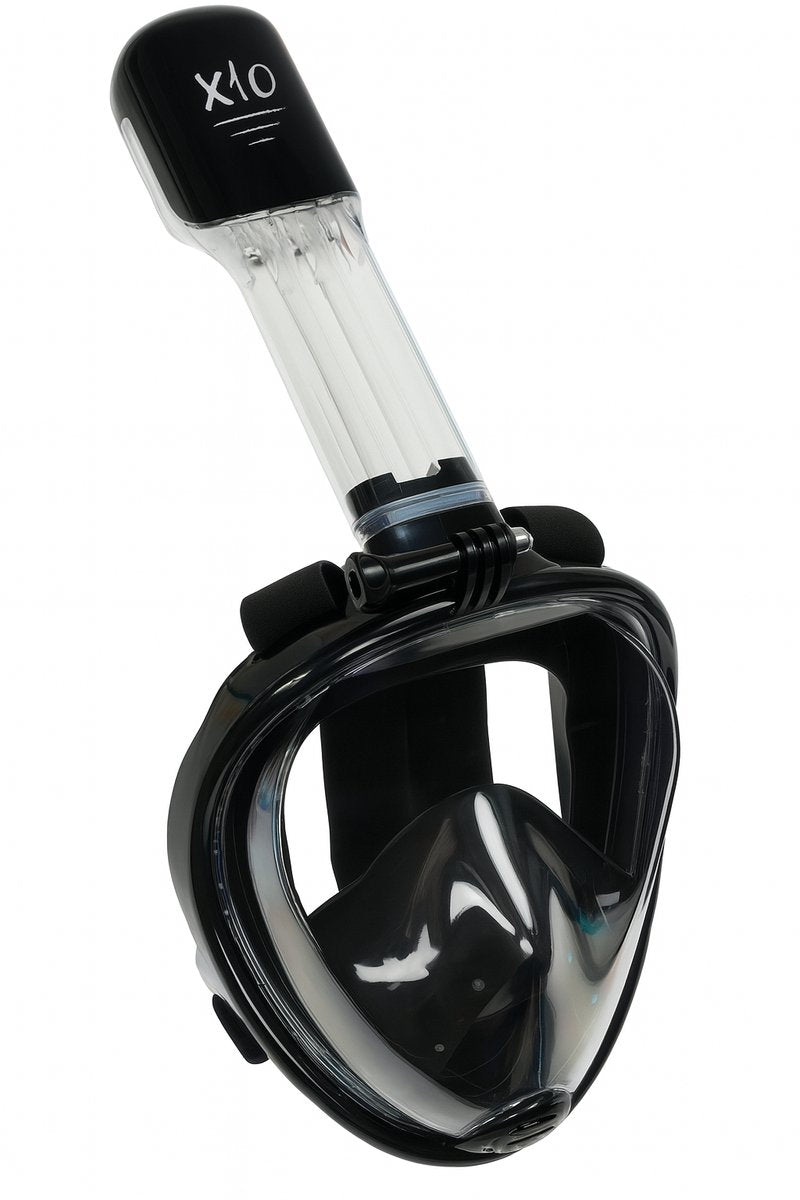 Maschera da snorkeling X10 - occhialini da sub - boccaglio - set boccaglio - maschera integrale - adulti - nero - s m