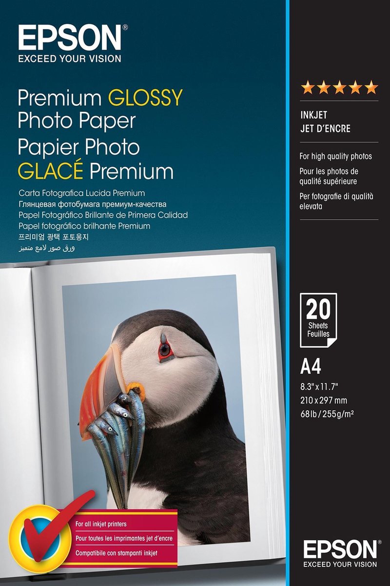 Epson, papel fotográfico premium a4 c13s041287