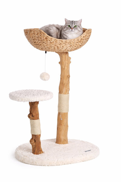 Poste rascador flamenco – línea de diseño fidel – poste rascador para gatos – mueble rascador – poste rascador de diseño – 75x42x98 cm – beige