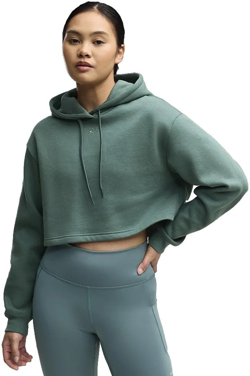 Puma x hyrox heavyweight hoodie groen m vrouw