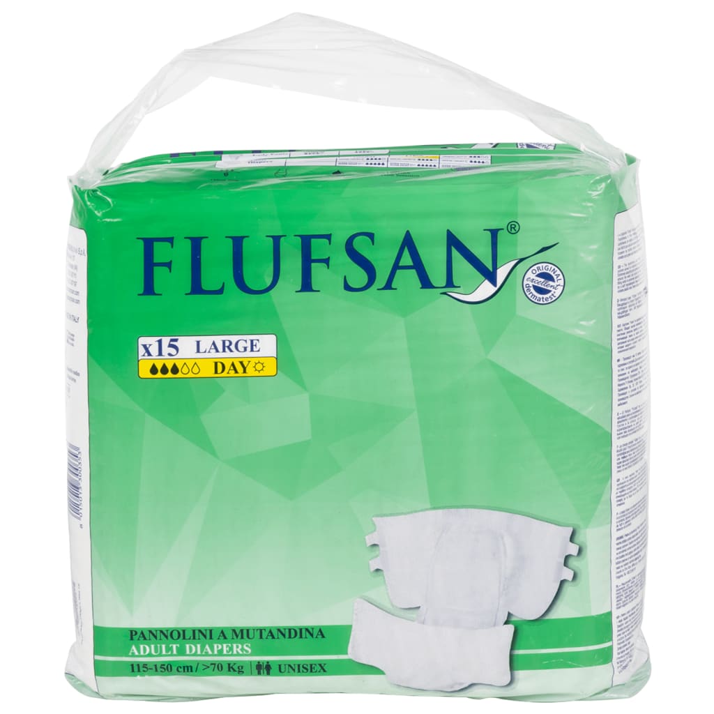 Vidaxl Flufsan Diaper incontente 15 ST Dimensioni L