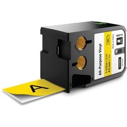Etichette dymo xtl 500 in vinile 41mmx7m nero su giallo.