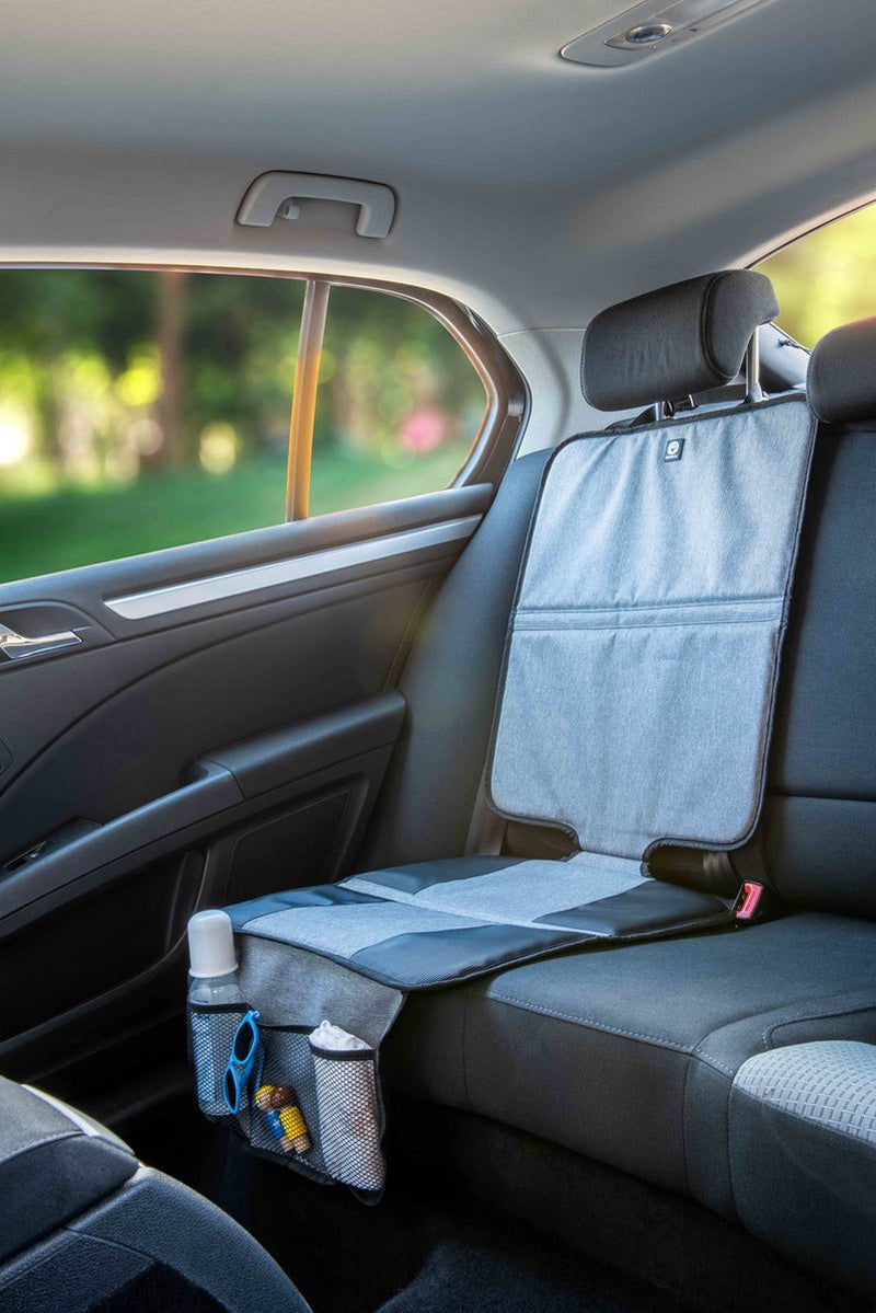 Protector de asiento trasero Dooky - higiénico impermeable - protege el coche contra la suciedad, los botones y los asientos para niños - con compartimento de almacenamiento