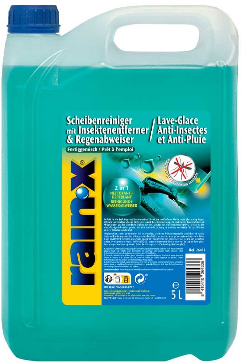 Liquido lavavetri antipioggia anti-insetti Rain-x - visibilità ottimale - per primavera ed estate - 5 l