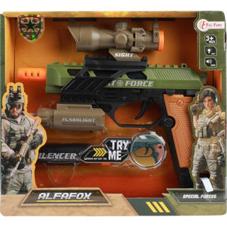Toi-Toys Alfafox gun militarily with light and sound and flashlight