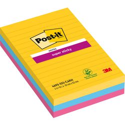 Super sticky notes post-it 101x152 mm geel blauw roze
