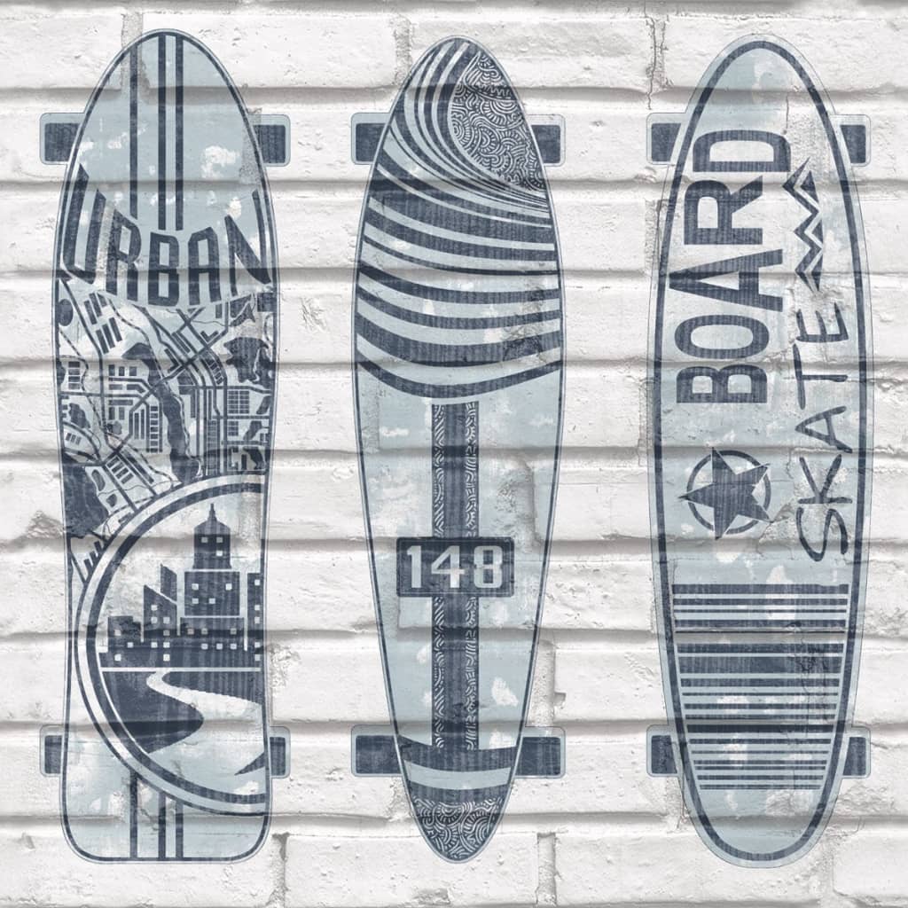 North Wall Urban Friends Coffee Wallpaper Surfboards azules y blancos