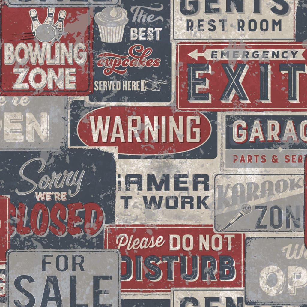 Noordwand Wallpaper Noordwand Wallpaper Urban Friends Billboards piccoli blu e rosso