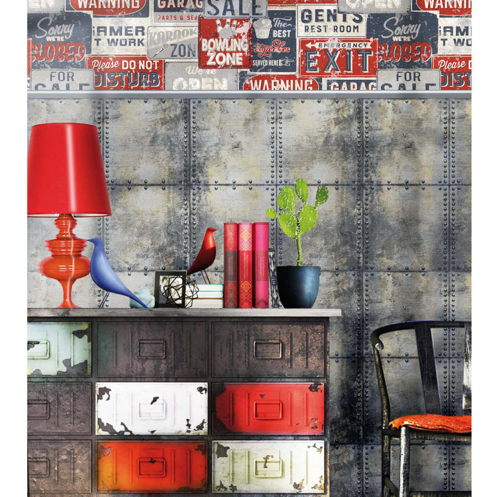 Noordwand Wallpaper Noordwand Wallpaper Urban Friends Billboards piccoli blu e rosso