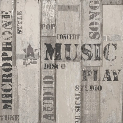 Noordwand behang urban friends coffee wooden planks grijs en zwart