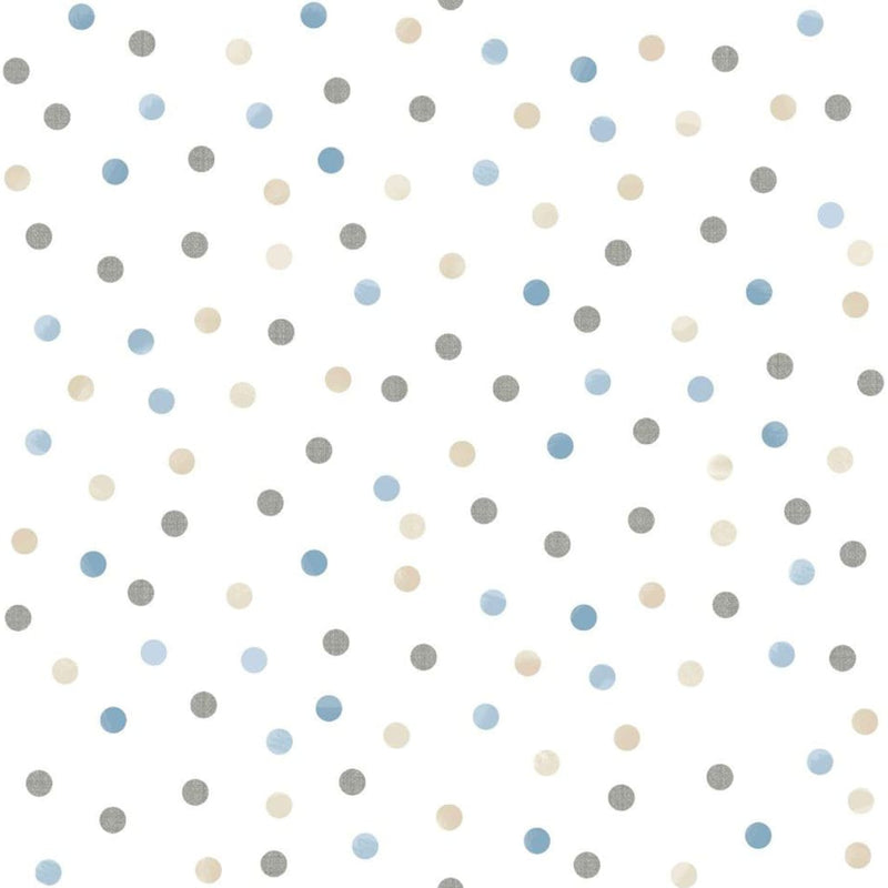 Noordwand behang mondo baby confetti dots wit blauw grijs beige