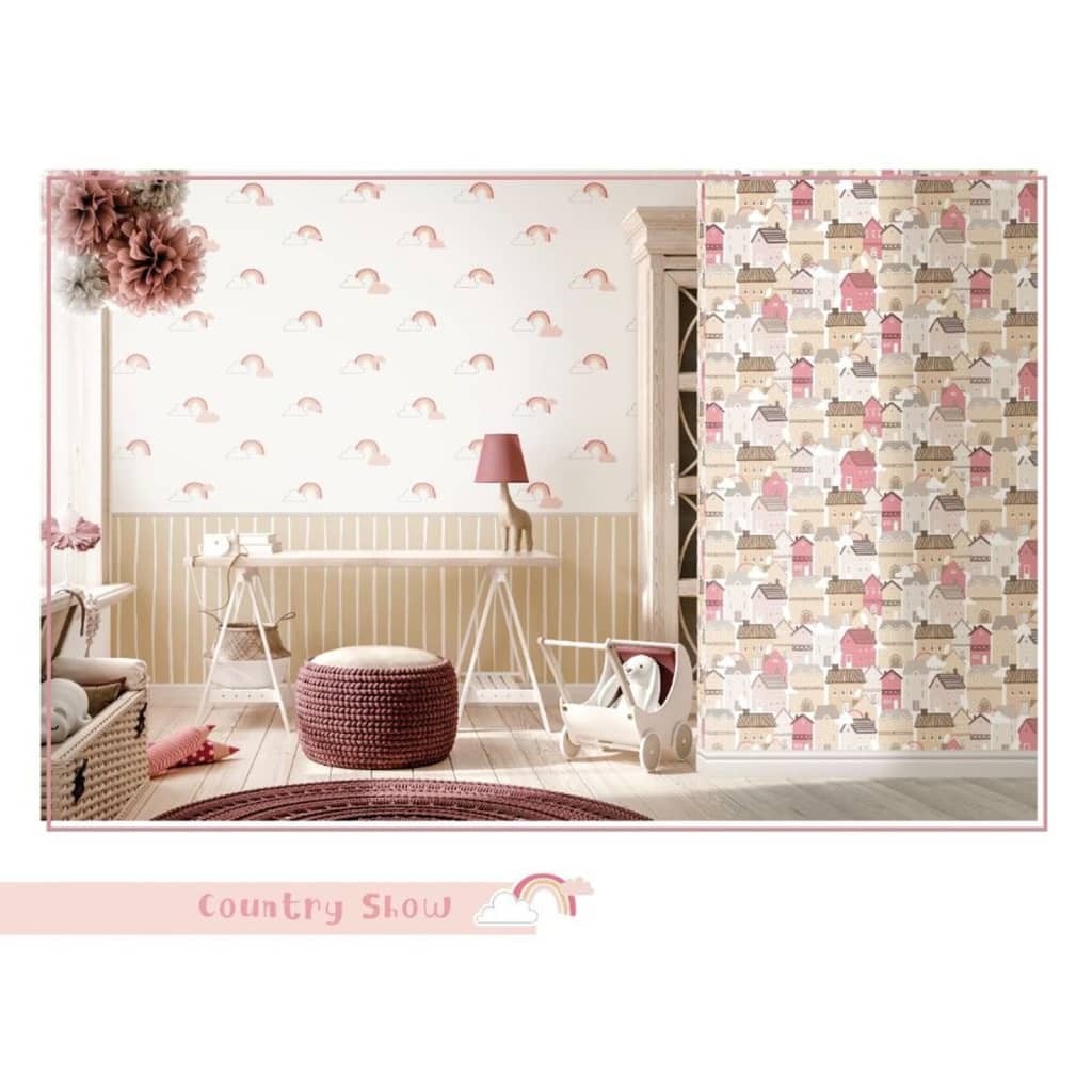 Noordwand Wallpaper Noordwand Baby Rainbows bianco e rosa
