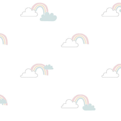 Noordwand behang mondo baby clouds wit blauw roze