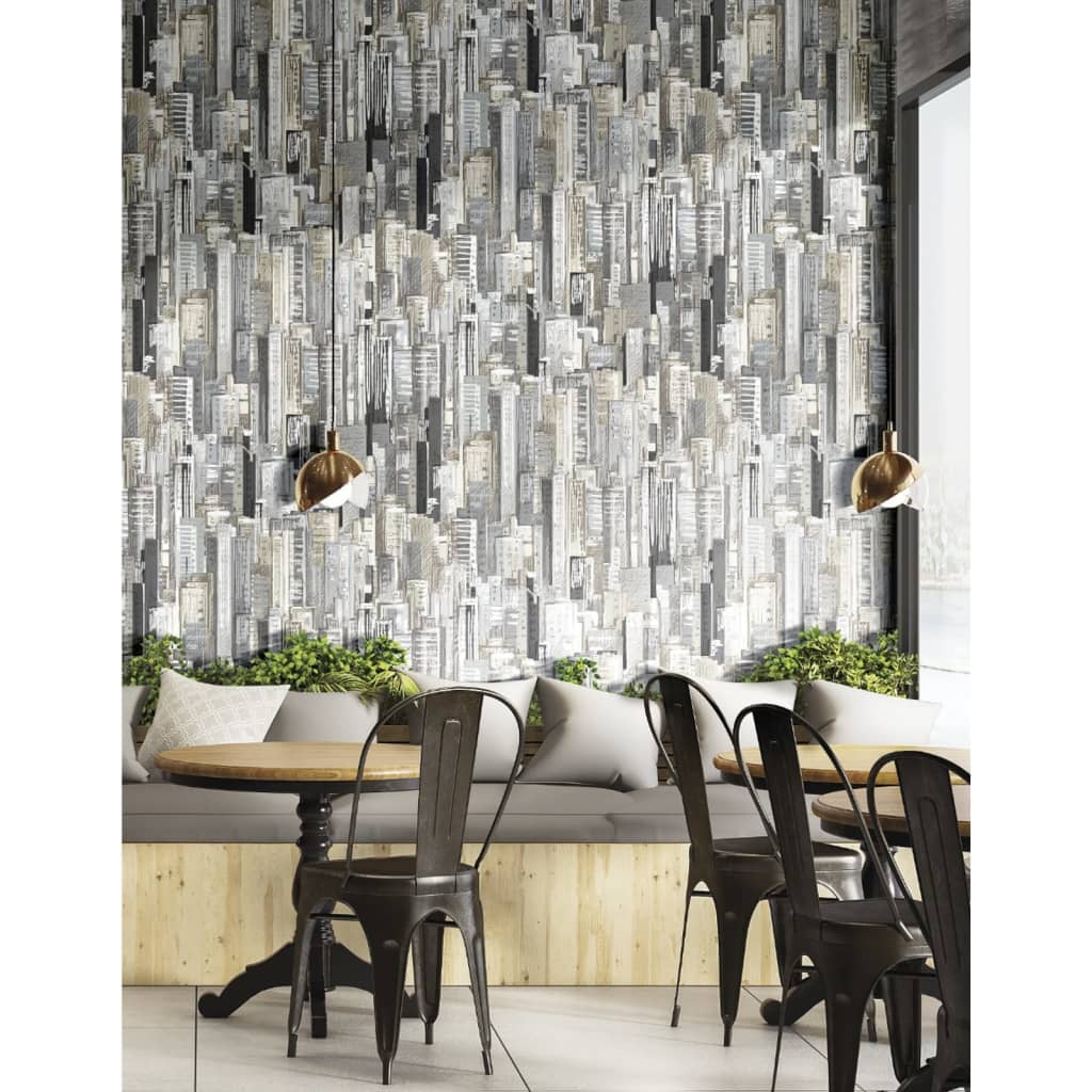 Wall Wall North Wall Wallpaper Friends Coffee Cities e Skyline Grey e Metallic