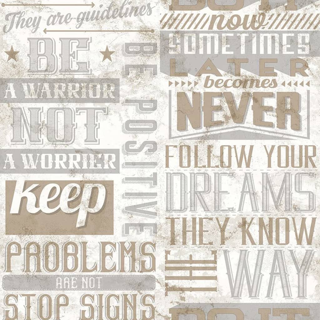 Noordwand Wallpaper Noordwand Friends Coffee parole e lettere metalliche e beige