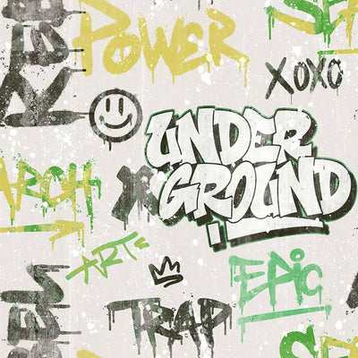 Wall Wall North Wall Wallpaper Friends Friends Coffee Graffity Stampa grigio e verde