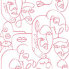 Noordwand behang friends coffee line art faces wit en roze