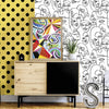 Noordwand Noordwand Behang Friends Coffee Line Art Faces wit en zwart