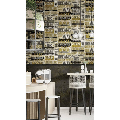 NOordwand Wallpaper Noordwand Friends Caone Marble Concrete Black and Brown