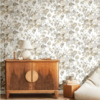 North Wall Noordwand Wallpaper Blooming Garden 6 fiori beige e blu