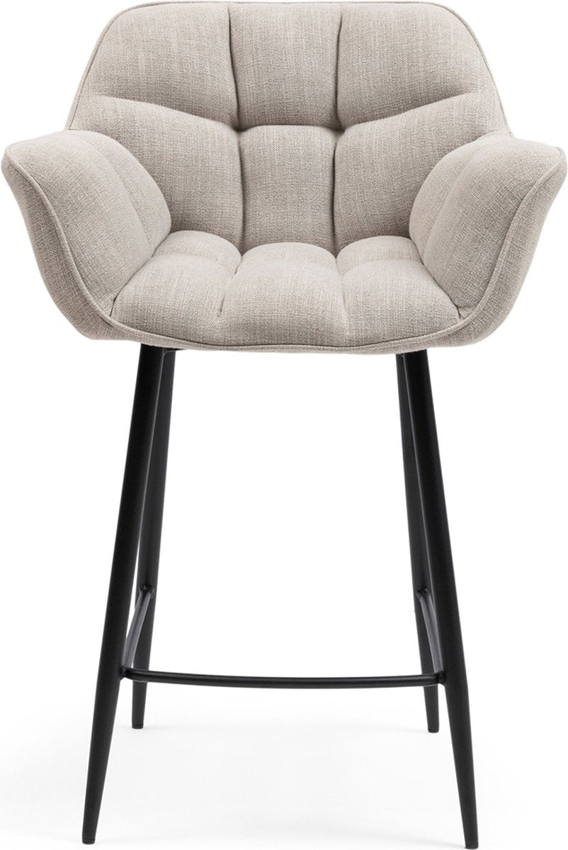 Taburete de bar Riviera maison con respaldo - silla de mostrador carnaby mouliné - lino - natural