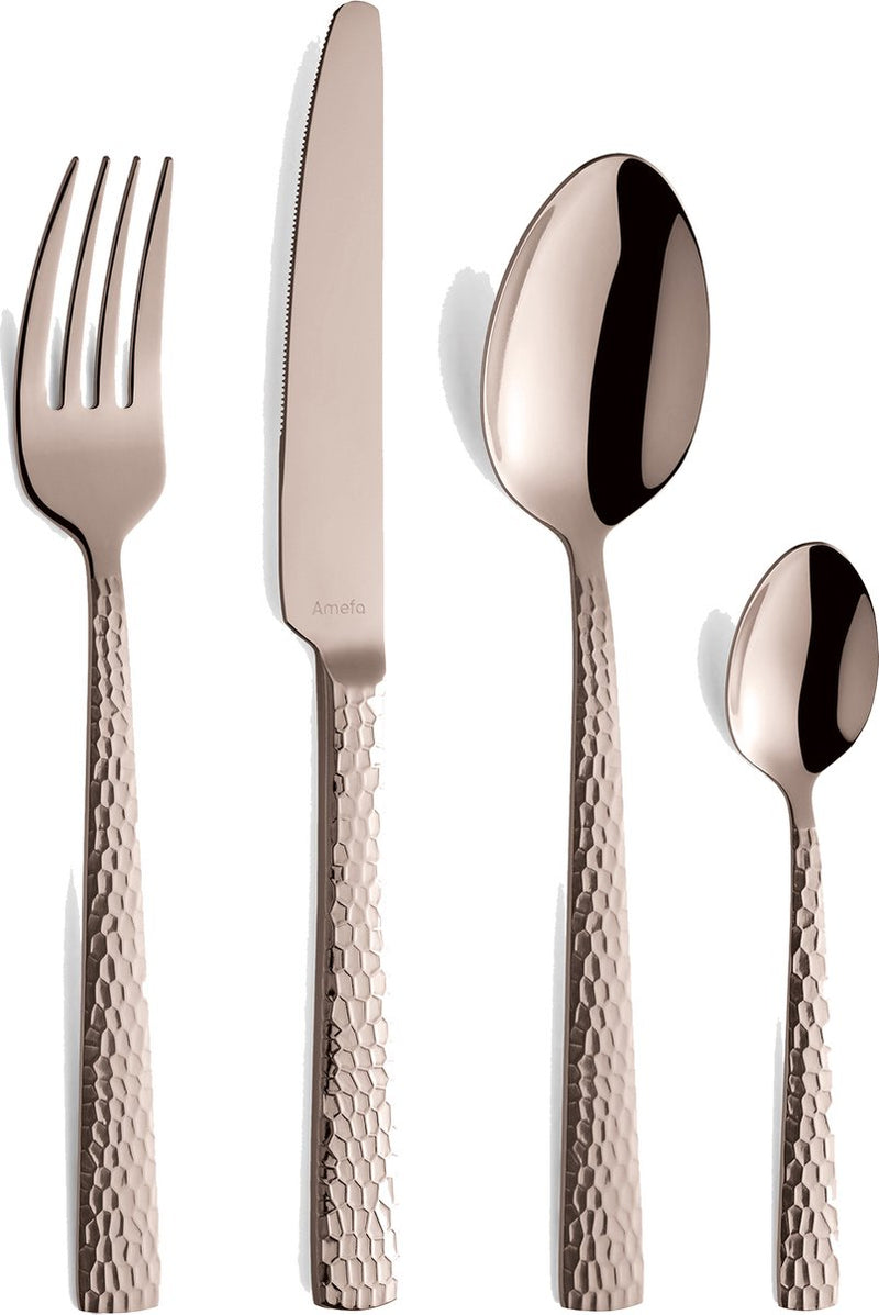 Amefa felicity - champagne rosé - set posate 24 pezzi - per 6 persone - acciaio inox - lavabile in lavastoviglie - 6 persone