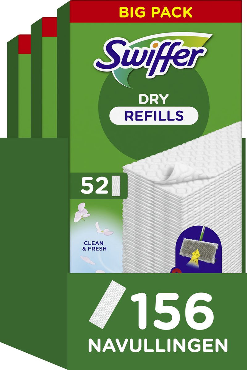 Toallitas limpiadoras de suelos Swiffer - toallitas secas limpiadoras de suelos - 3 x 52 = 156 recambios