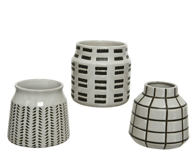 Jarrón Decoris porcelana blanco negro
