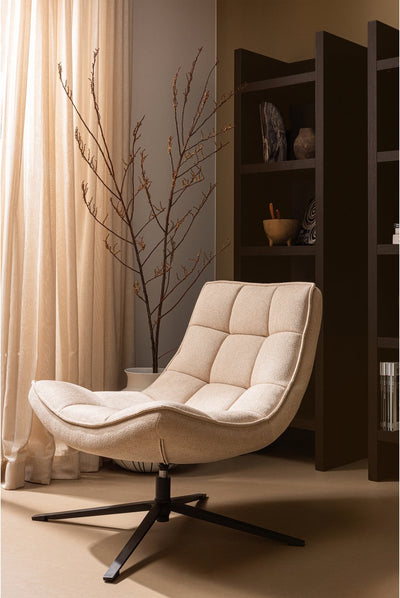 Poltroncina girevole Wood Maudi - poliestere - naturale - 84x74x86
