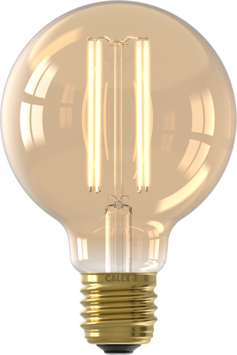 Calex filament led lamp - g80 vintage lichtbron - e27 - goud - warm wit licht - dimbaar