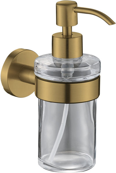 Dispenser di sapone Plieger Vigo – dispenser di sapone a parete – dispenser di sapone da appendere – dispenser di sapone in vetro – garanzia 10 anni – oro spazzolato