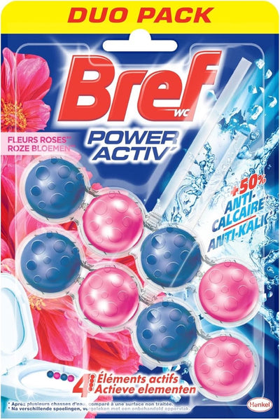 Bref WC - Power Activ+ - Blocco per WC - Fiori freschi - 2 blocchi