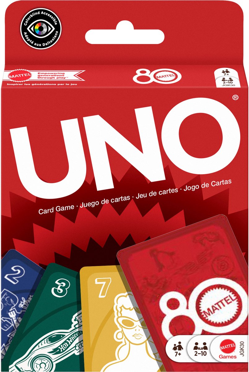 Giochi Mattel Gioco di carte rosso rubino uno per l'80° anniversario