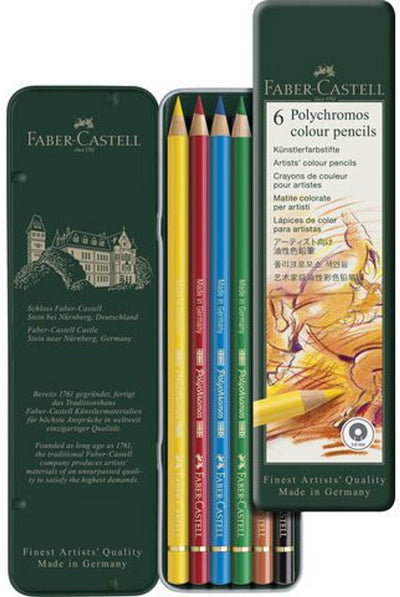 Matita colorata Faber-castell faber castell polychromos latta 6 pezzi colori base FC-110096