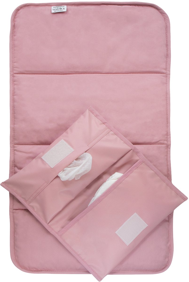 Kipkep napper combi verschonings-set - mauve - verschoonmatje incl. luieretui - wasbaar - waterafstotende zijde