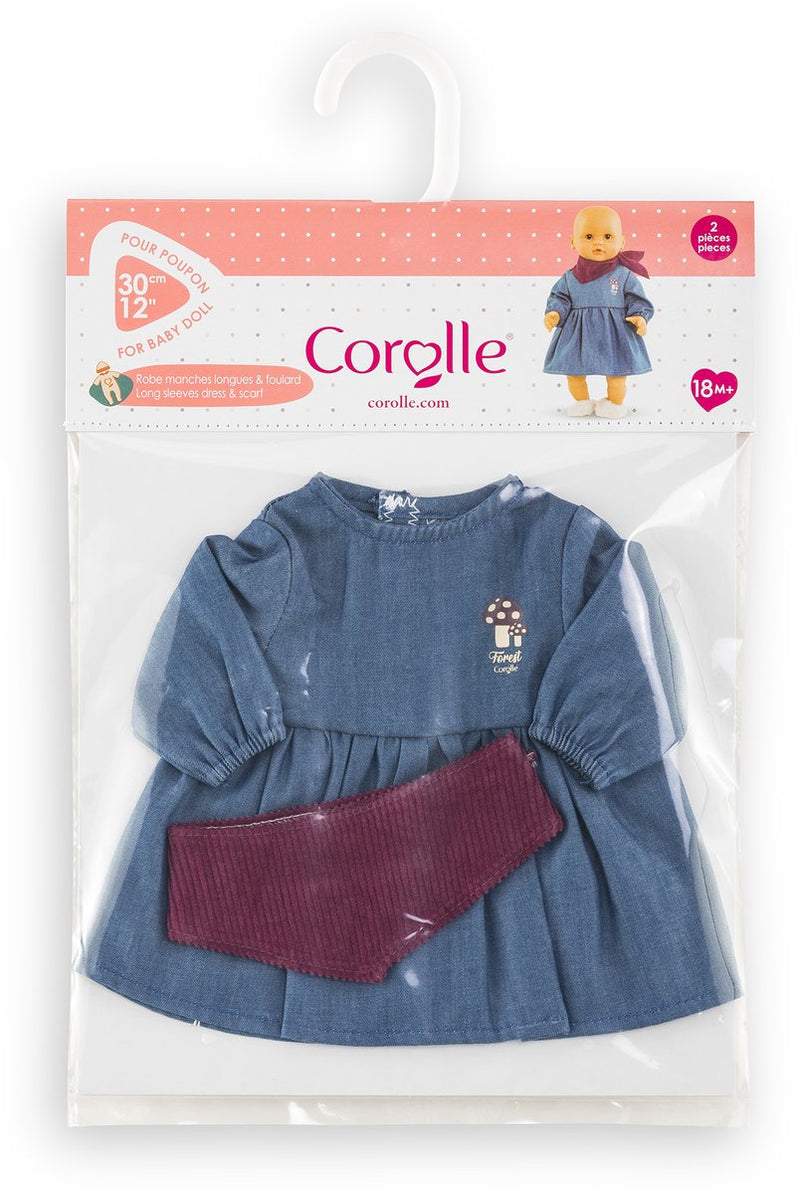 Abito jeans Corolle con sciarpa piccolo esploratore - 30 cm