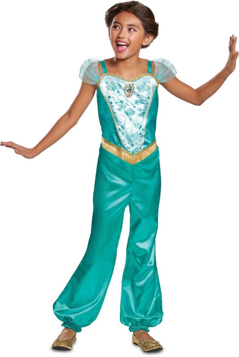 Disfraz princesa disney - aladdin, vestido jazmín clásico, talla xs (3t-4t años), niña